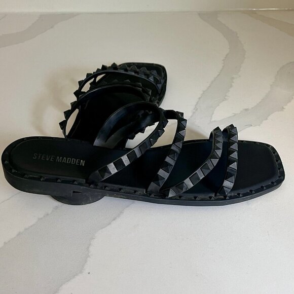 Steve Madden Black Studded Sandals - Picture 9 of 11